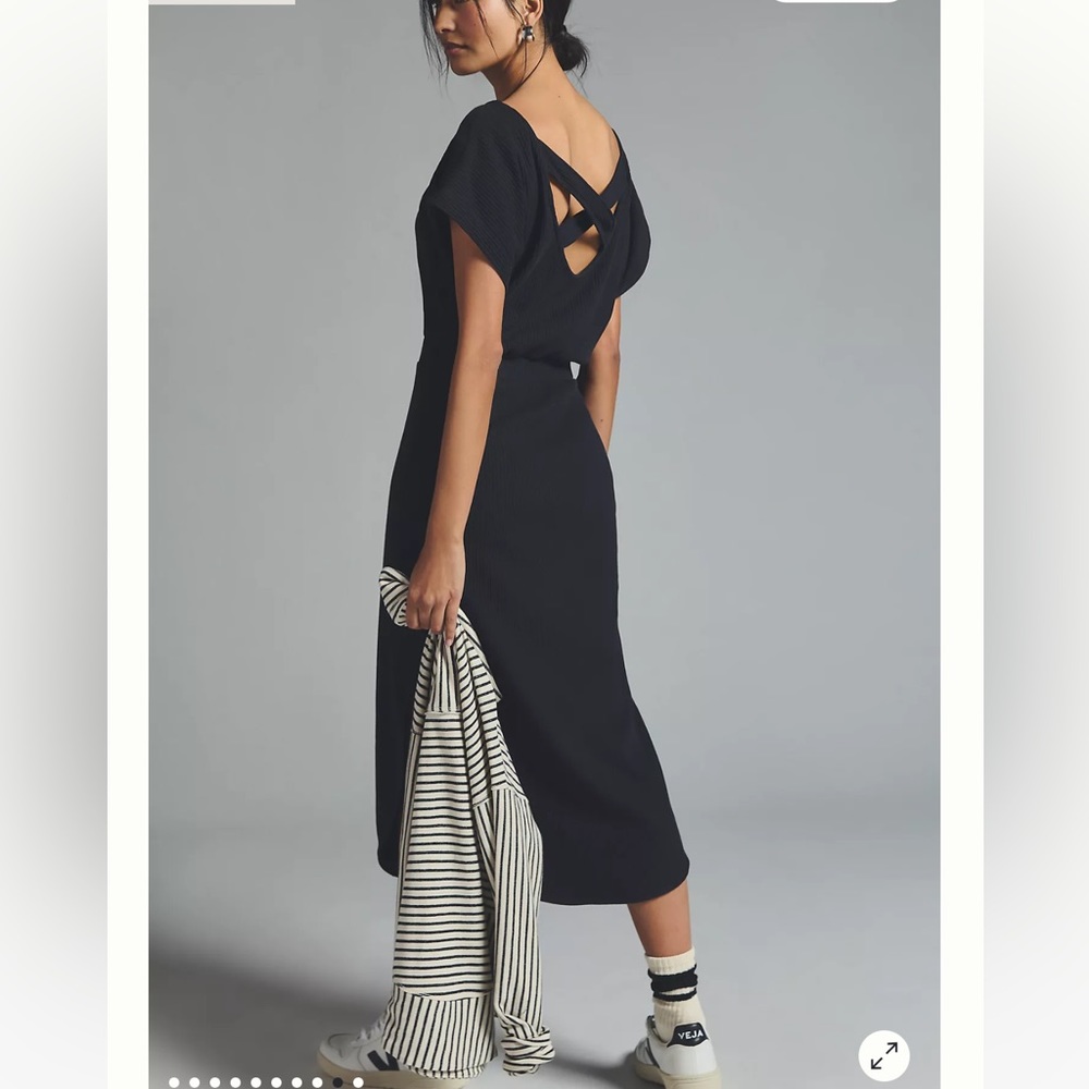 Anthropologies daily practice black dress. Size small